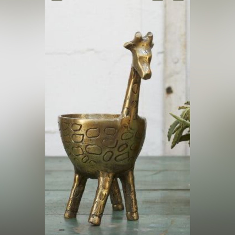 Anthropologie Gold Giraffe Planter